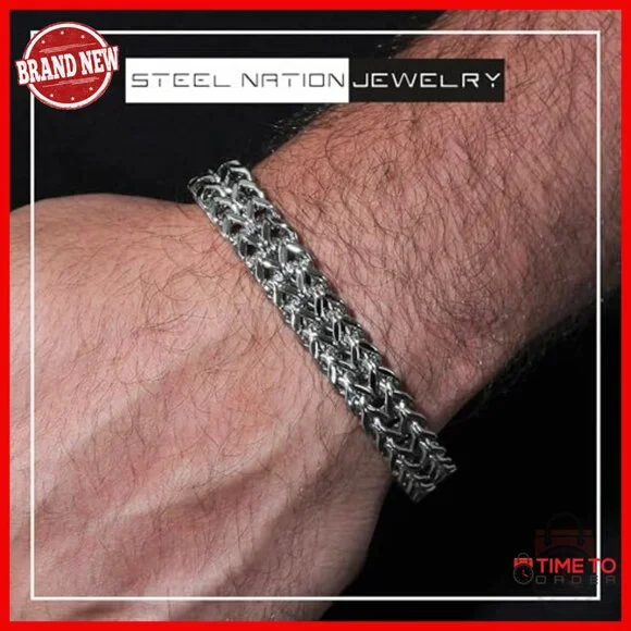 Stainless Steel Double Franco Link Bracelet with Fold Over Clasp